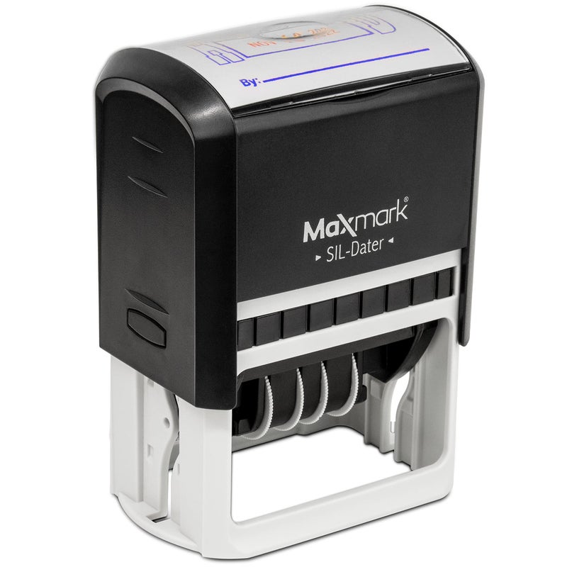MaxMark Large Self-Inking Rubber Date Office Stamp with Received Phrase & Date - Blue/Red Ink, 12-Year Band - Style 5 - Image 2